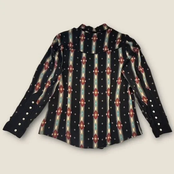 Wrangler x Lainey Wilson Black Checotah Pearl Snap Shirt | Size Large | EUC - Picture 5 of 10